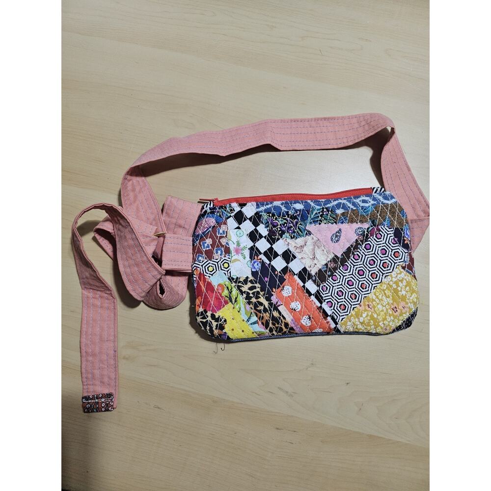 Handmade Upcycled Fanny Pack Sling Bag Belt Bag Adjustable Tie Strap Quilted - Picture 4 of 7
